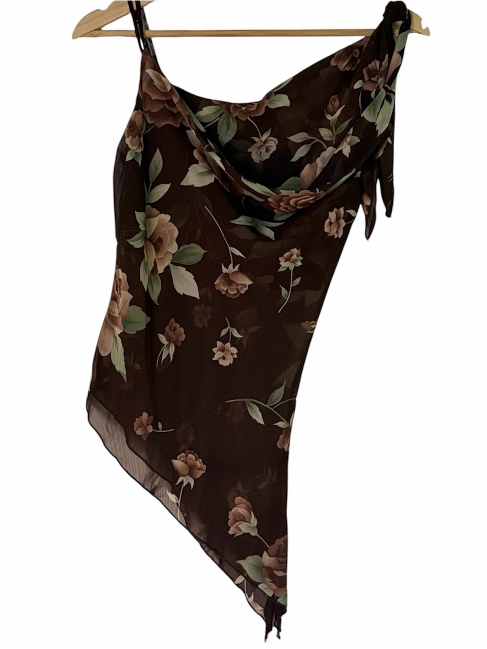 Brown Floral Asymmetric Top - Women